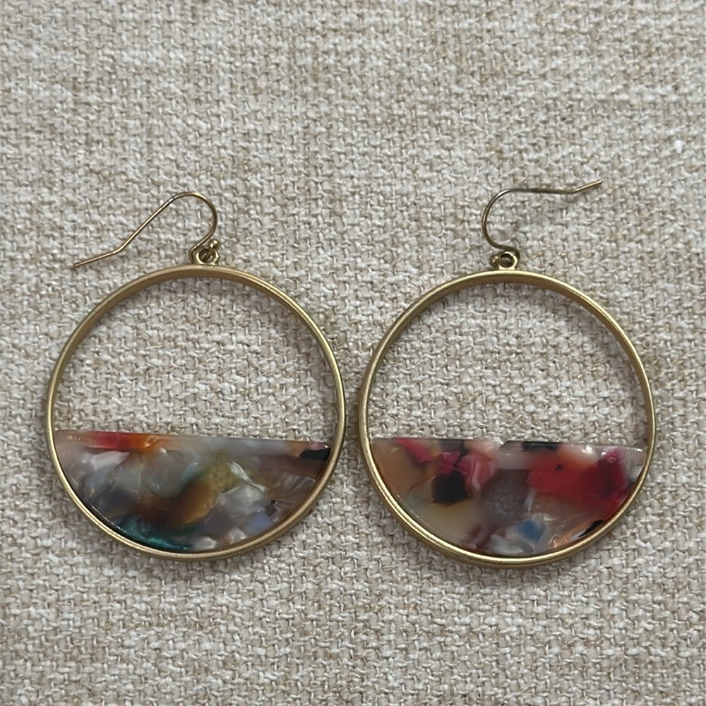 Multicolored Glass with Gold Earrings